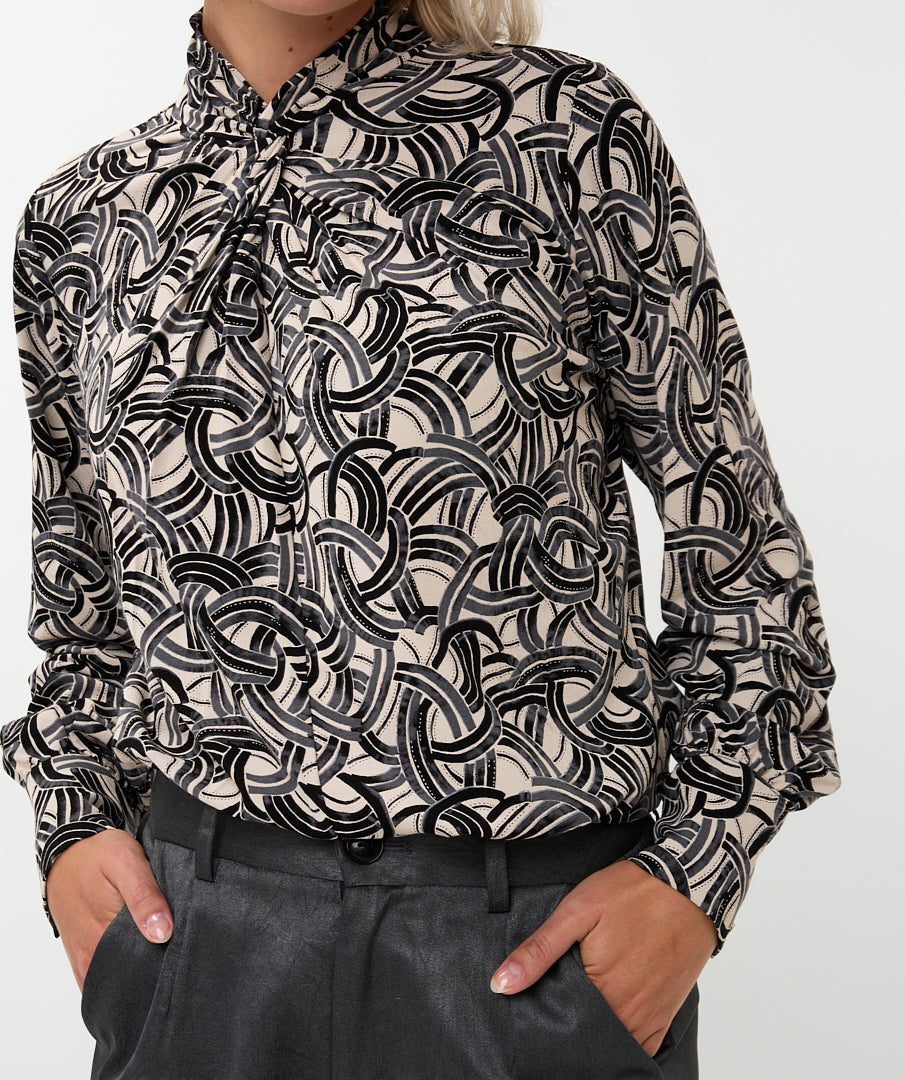 Blouse Esqualo col pleat sprakling nights - Black/white