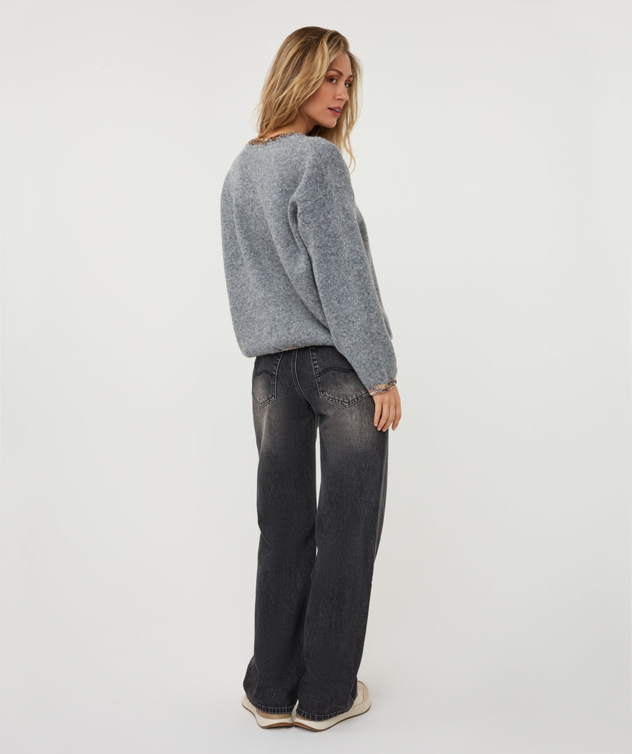 Trui Esqualo contrast - Grey melange