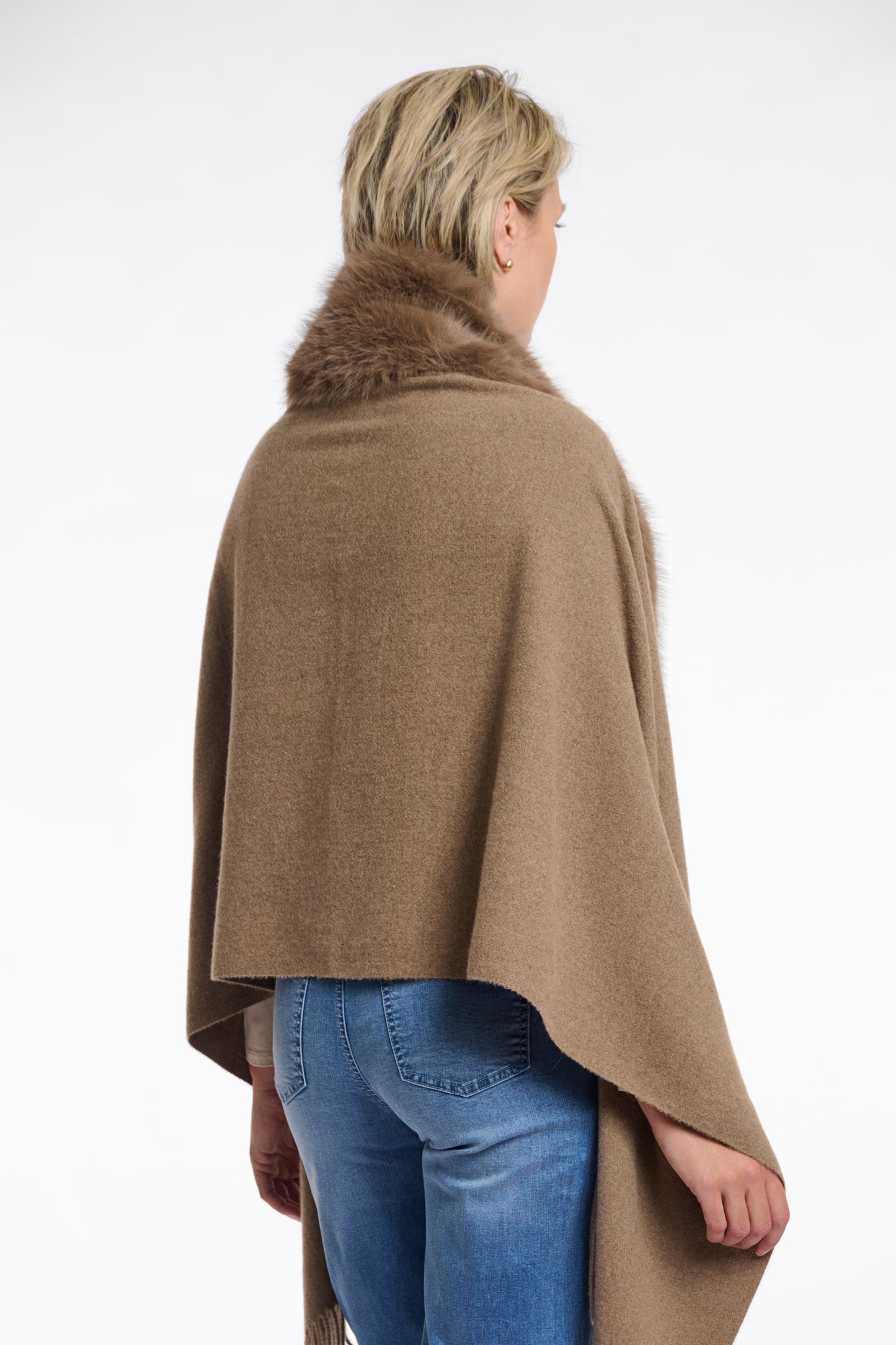 Cape Rino&Pelle Wendy with fur details - Toffee