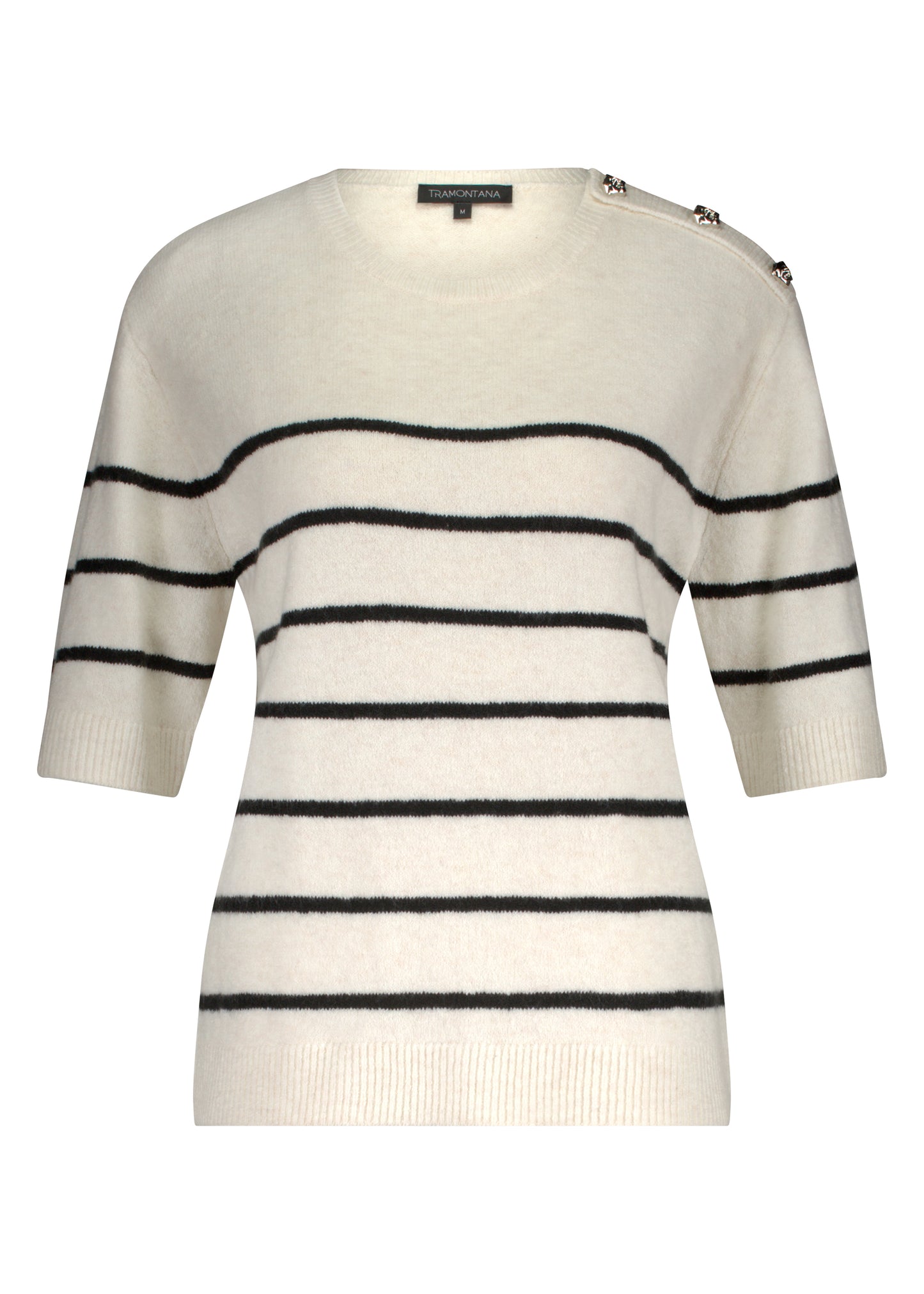 Jumper Tramontana striped bouclé - Stone melange