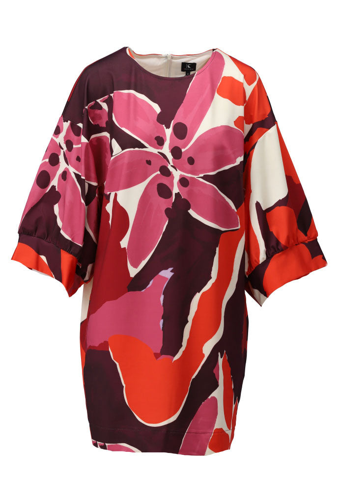 Jurk K-Design B100 met ronde hals & bloemen - P006