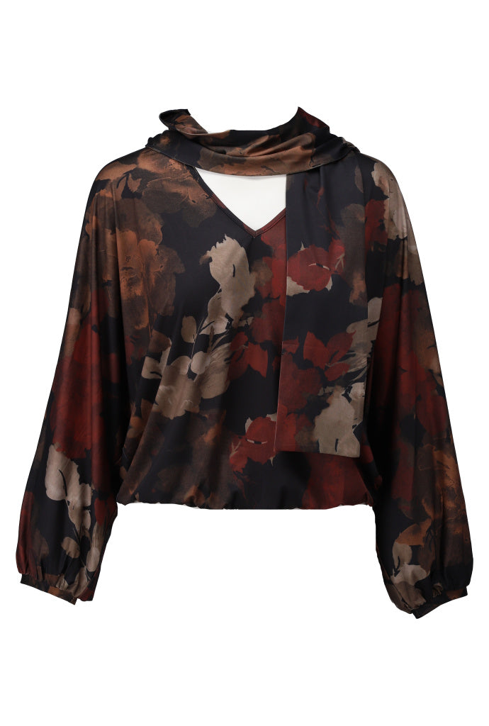 Blouse K-Design B126 Vhals met sjaaltje & design