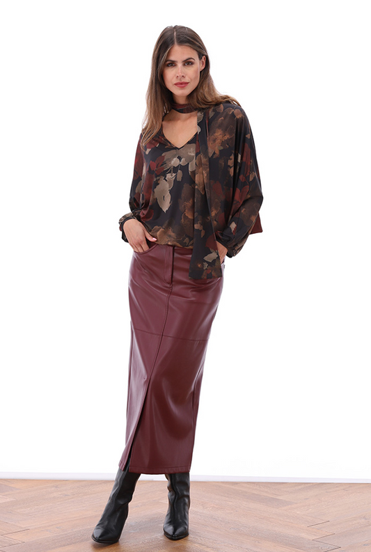 Blouse K-Design B126 Vhals met sjaaltje & design
