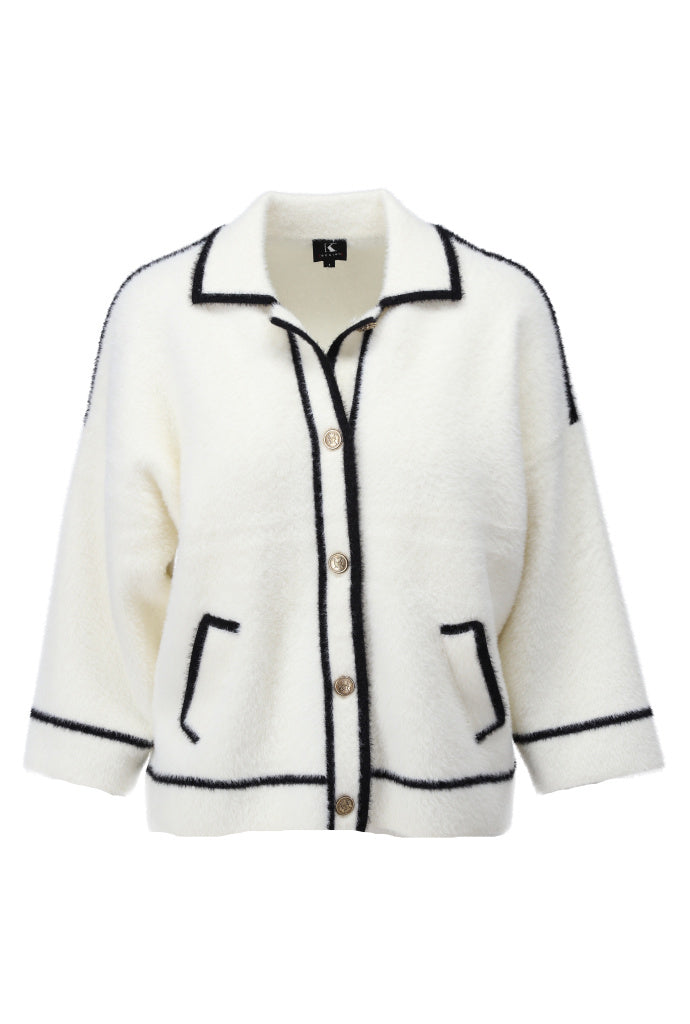 Cardigan K-Design B846 met knopen - ecru