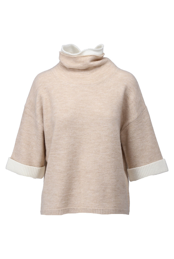 Pull K-Design B855 dubbele rolkraag - Sand