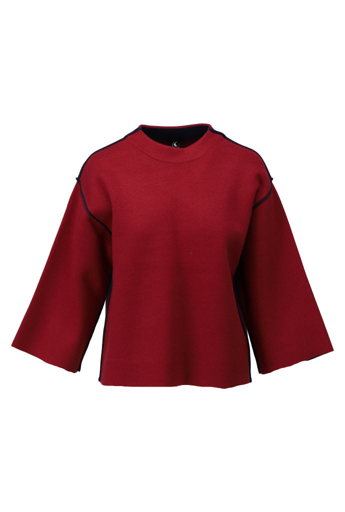 Pull K-Design B859 met biest in contrast - Burgundy