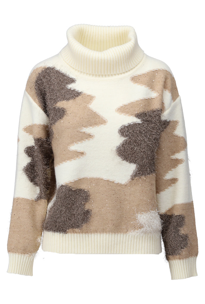 Pull K-Design B862 met rolkraag - Ecru
