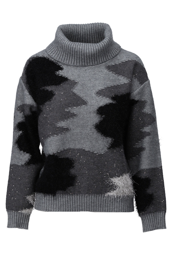 Pull K-Design B862 met rolkraag - Grey melange