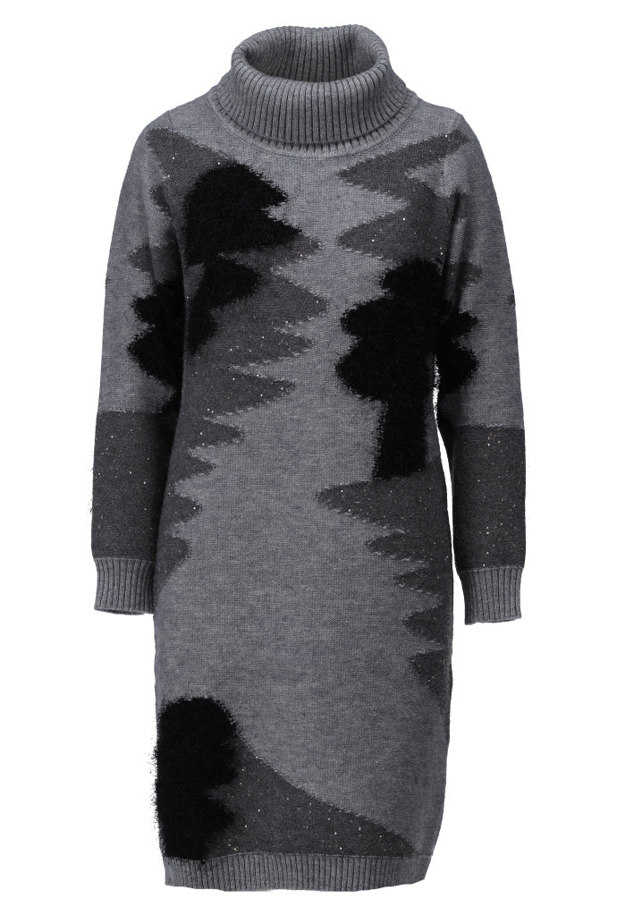 Jurk K-Design B863 met rolkraag - Grey melange