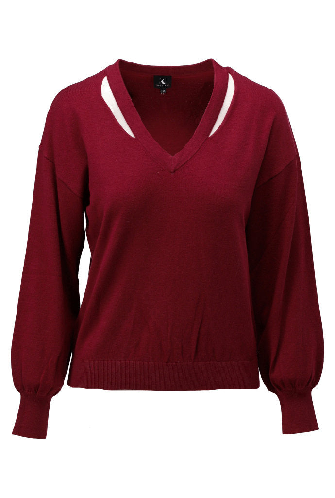 Pull K-Design B866 met speciale Vhals - Burgundy