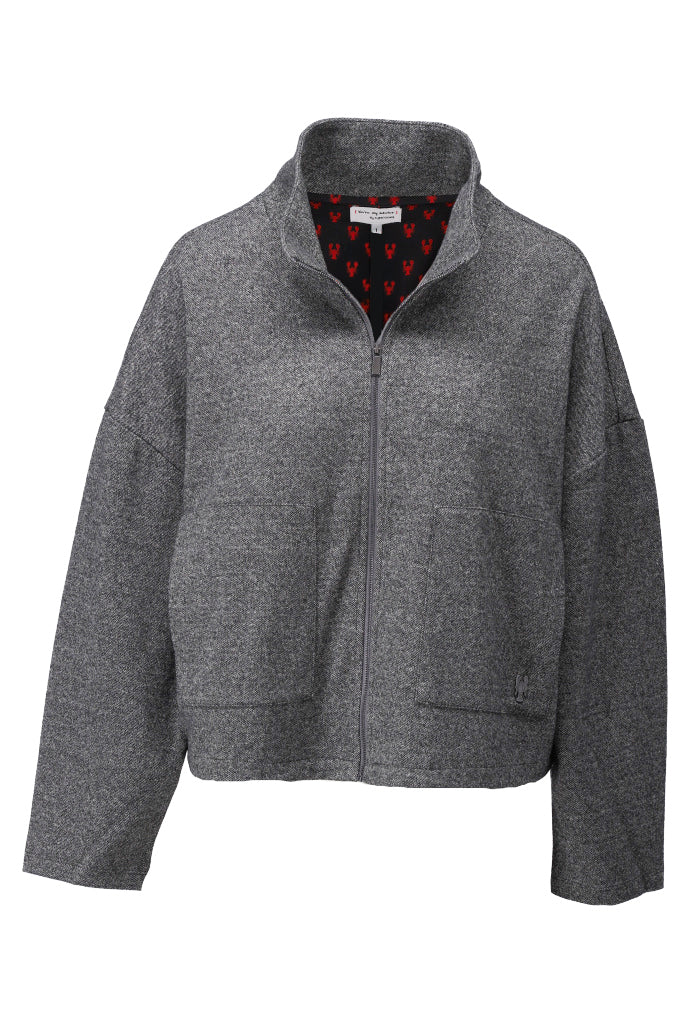 Jasje Kdesign D415L Jasje met zakken & speckle motief dark grey melange
