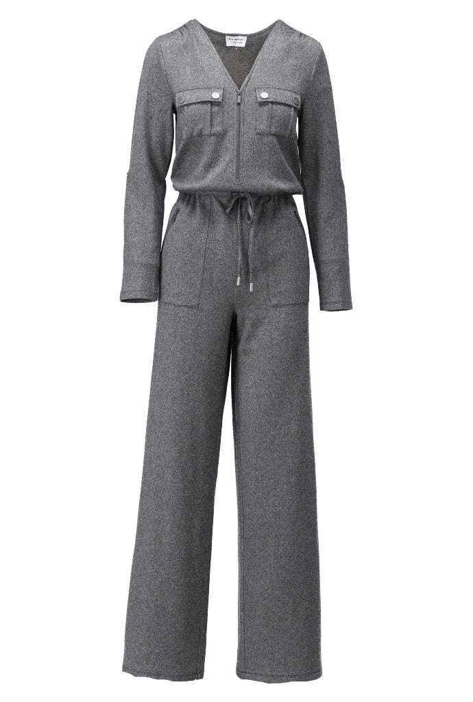 Jumpsuit Kdesign D417L Jumpsuit met rits & spikkel motief dark grey melange