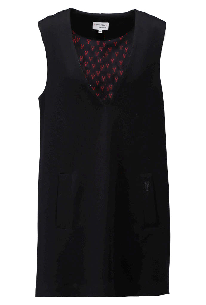 Jurk Kdesign D502L korte jurl met diepe Vhals & zakjes black