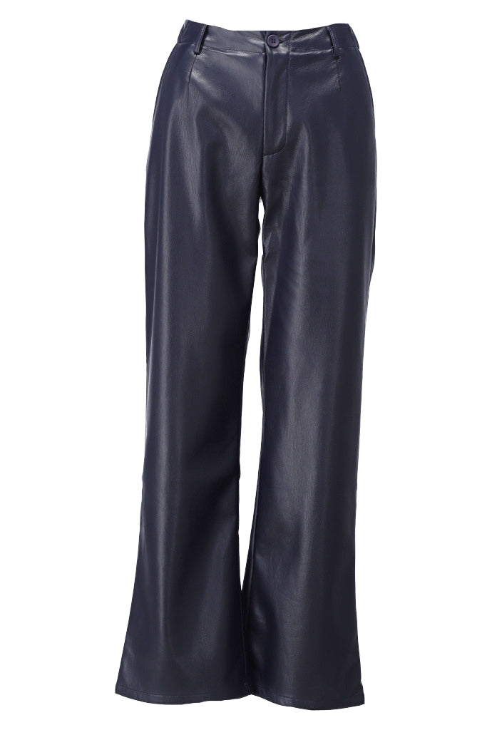 Broek K-Design D757L in lederlook - Dark blue