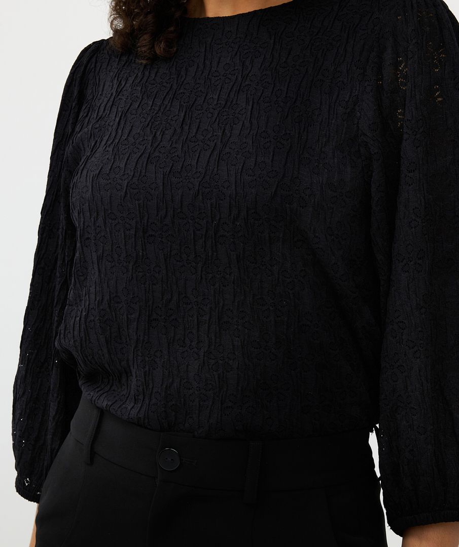 Blouse Esqualo fancy knit s/slve - Black