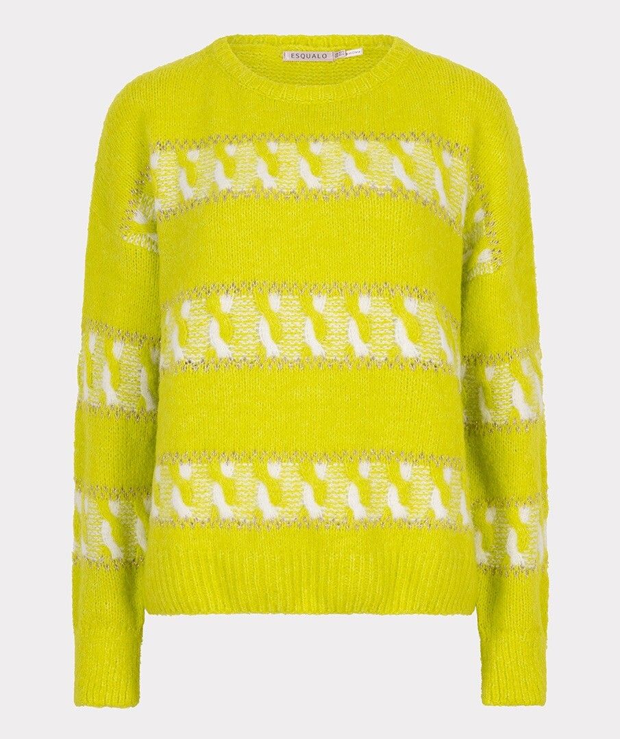 Trui Esqualo striped jacquard - City lime