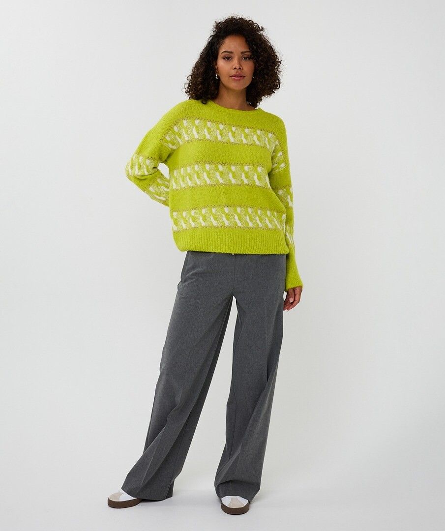 Trui Esqualo striped jacquard - City lime