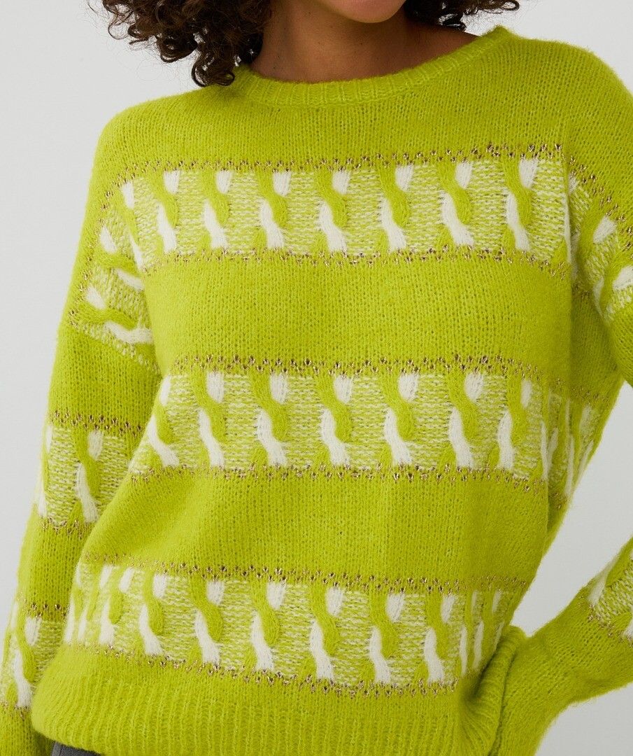 Trui Esqualo striped jacquard - City lime