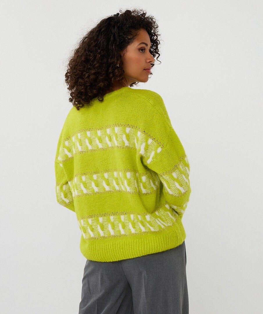 Trui Esqualo striped jacquard - City lime