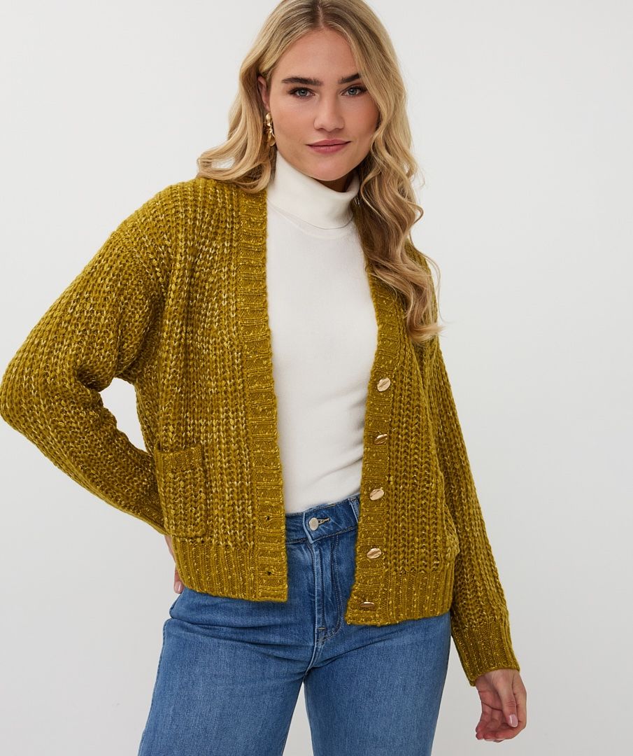 Cardigan Esqualo oversize lurex - Golden olive