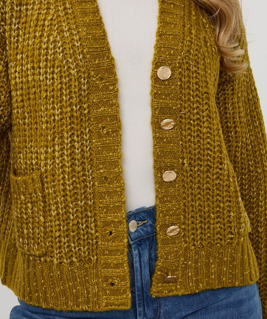 Cardigan Esqualo oversize lurex - Golden olive