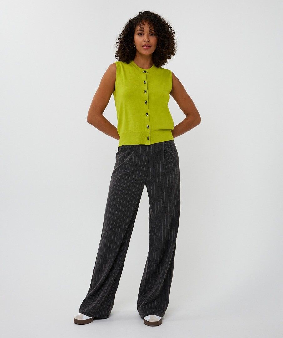 Gilet Esqualo buttons basic knit - City lime