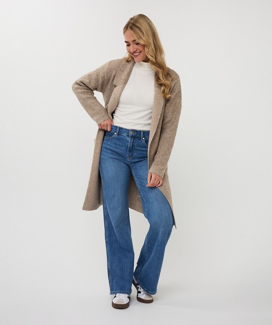 Cardigan Esqualo long pockets - Taupe melange