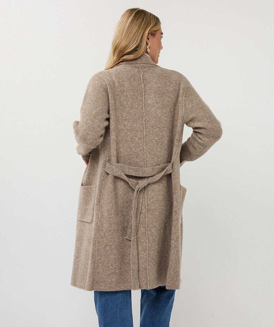Cardigan Esqualo long pockets - Taupe melange