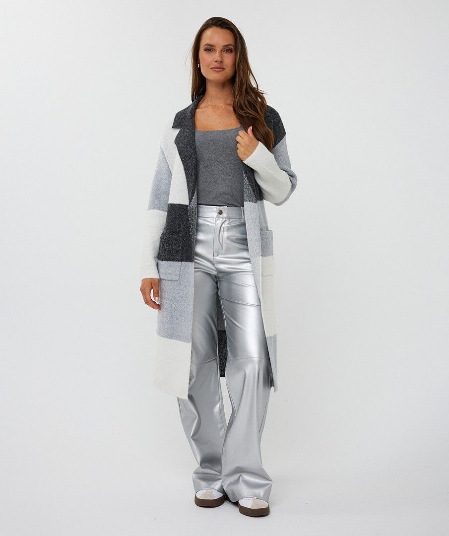 Cardigan Esqualo long blocks - Grey