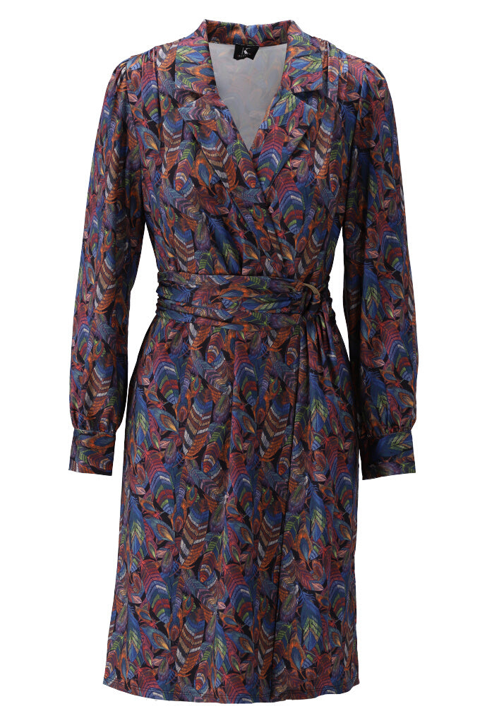 Jurk K-Design cache coeur met pluimen print