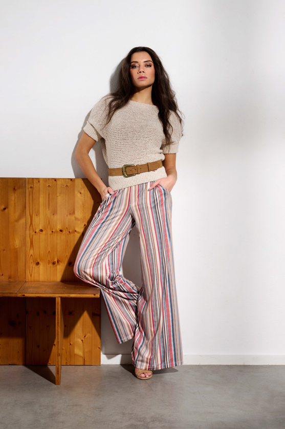 Broek K-Design gestreept met riem