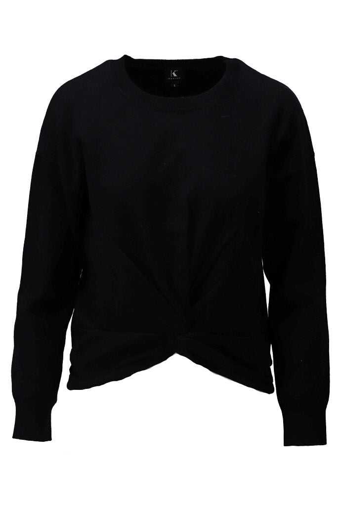 Pull K-Design ronde hals met knoop - Black