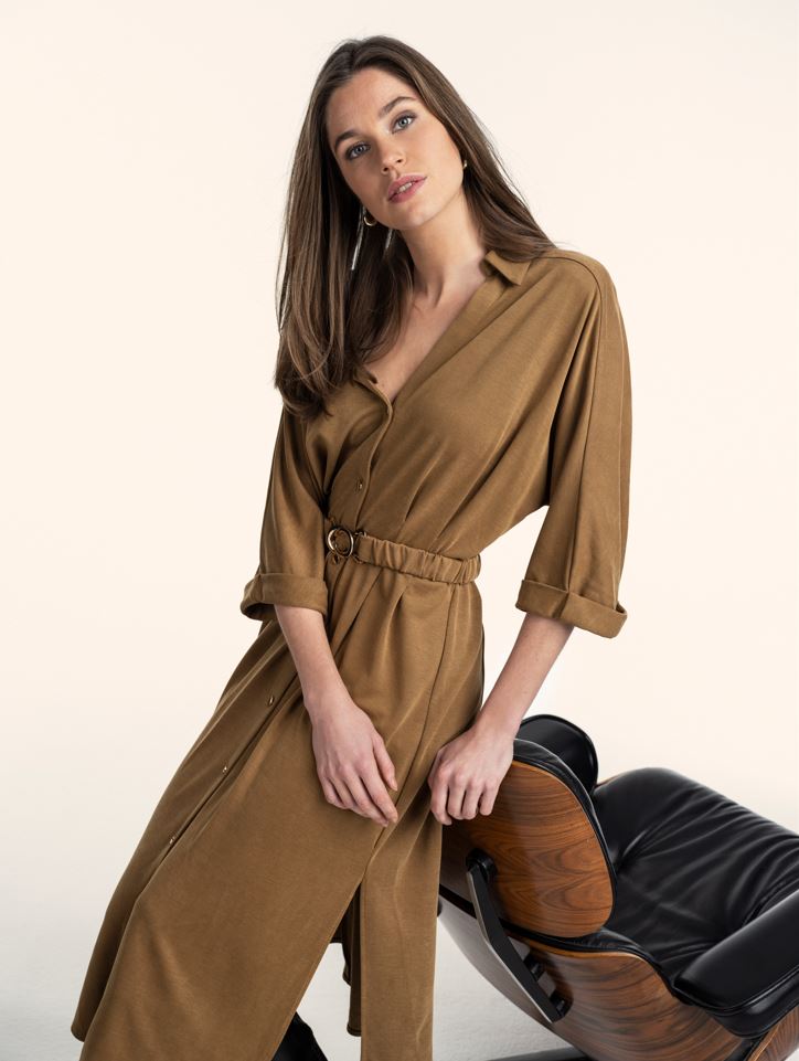 Dress modal pleats Khaki