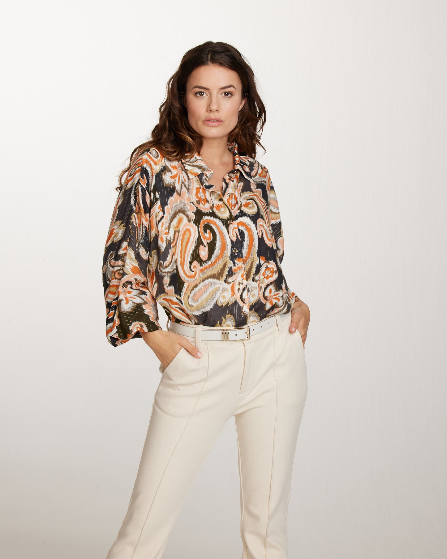 Blouse lurex Ikat Paisley print