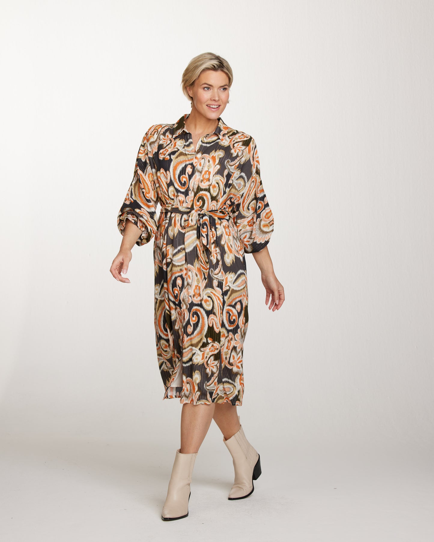 Dress Lurex Ikat Paisley print