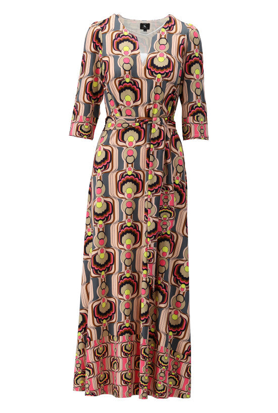 Jurk K-Design midi 2/3 mouwen - retro print