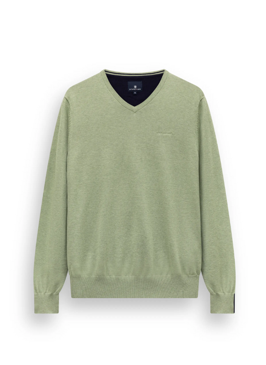 Trui State of Art fijngebreid V-hals - lichtgroen uni