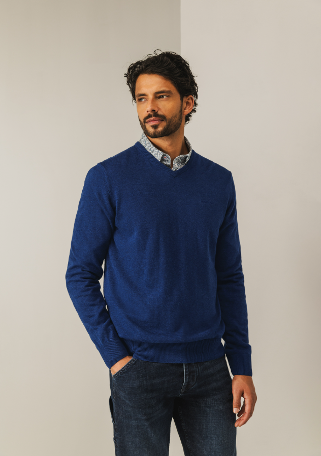 Pullover State of Art V-Neck - Kobalt