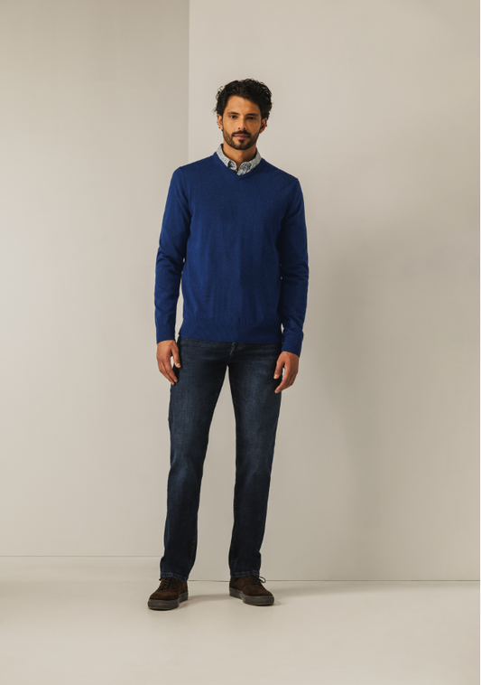 Pullover State of Art V-Neck - Kobalt