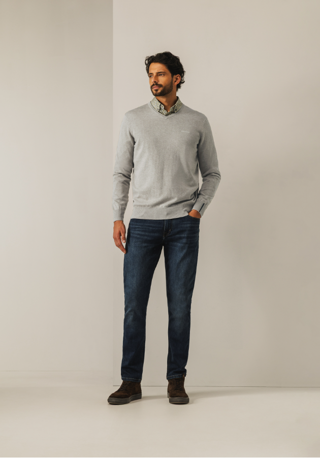 Pullover State of Art V-Neck - Sepia uni