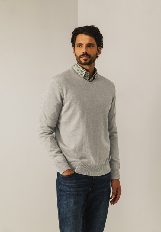 Pullover State of Art V-Neck - Sepia uni