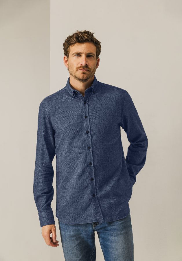 Hemd State of art plain knit - Donkerblauw