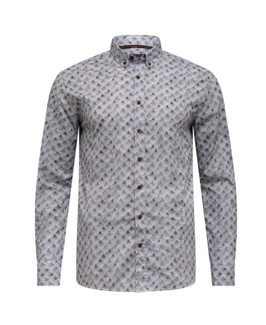 Hemd State of Art print - Grijs/bruin