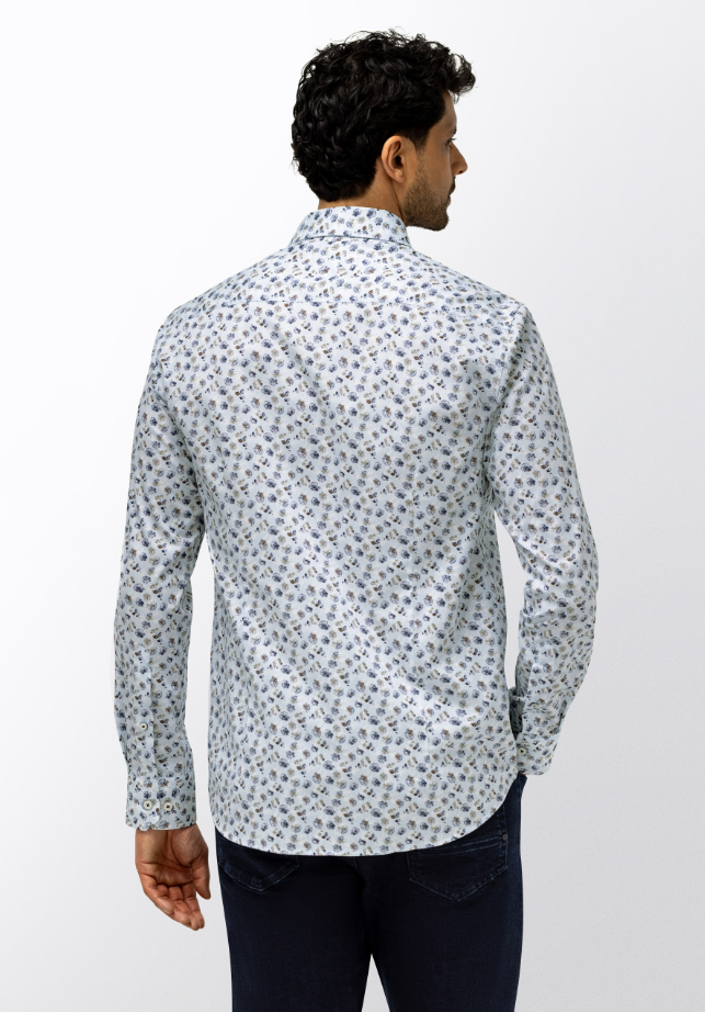Hemd State of Art - Print beige/blauw