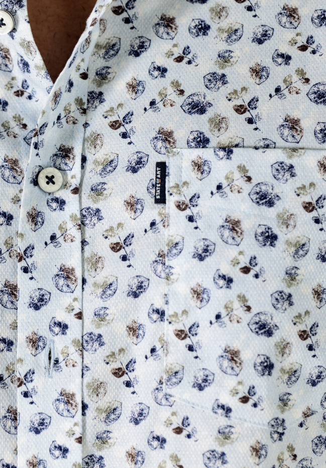 Hemd State of Art - Print beige/blauw