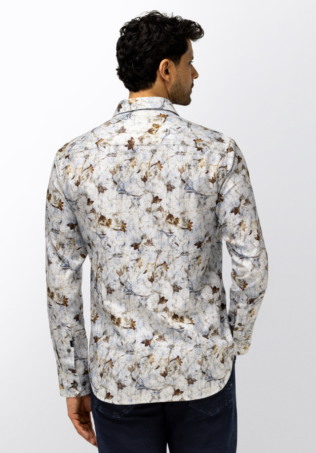 Hemd State of Art - Print bruin/blauw