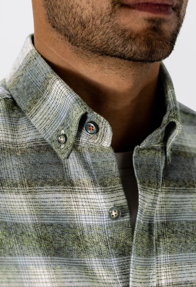 Hemd/overshirt State of Art met ruitdesign - donkerbruin/mosgroen