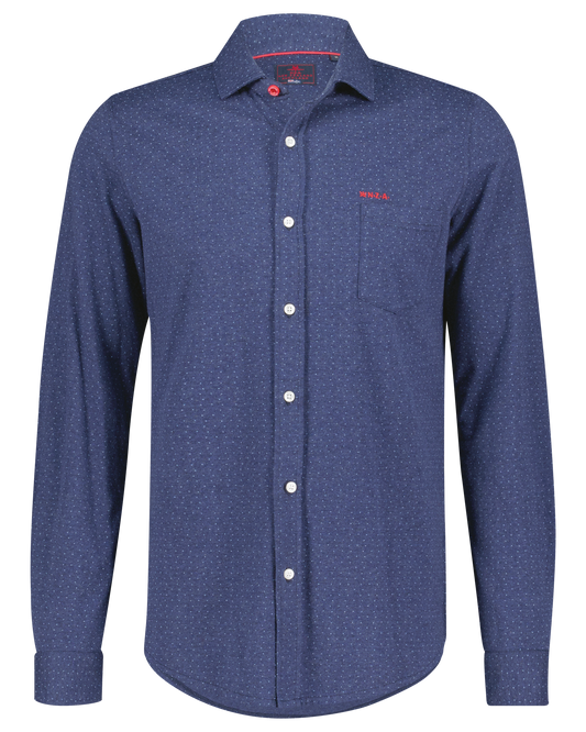 Hemd NZA pitch navy flanel blauw met stip