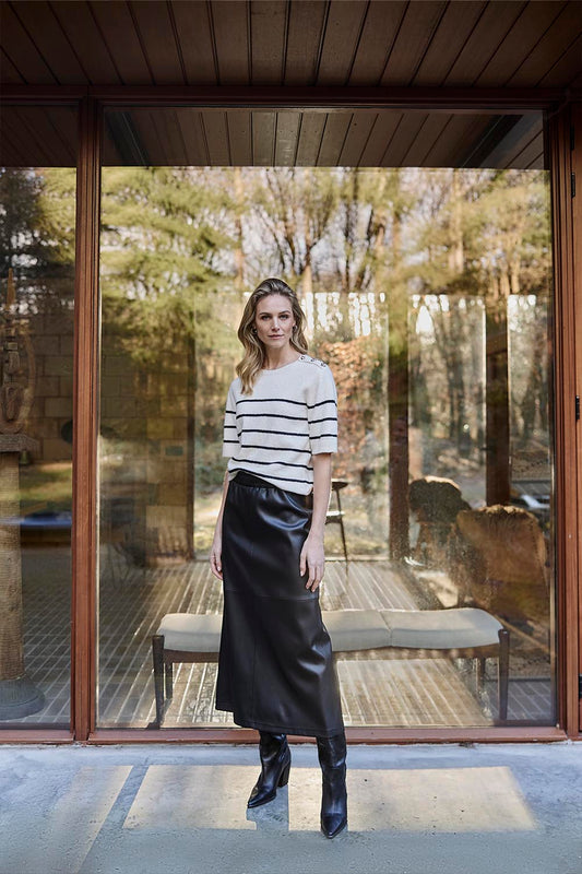 Jumper Tramontana striped bouclé - Stone melange