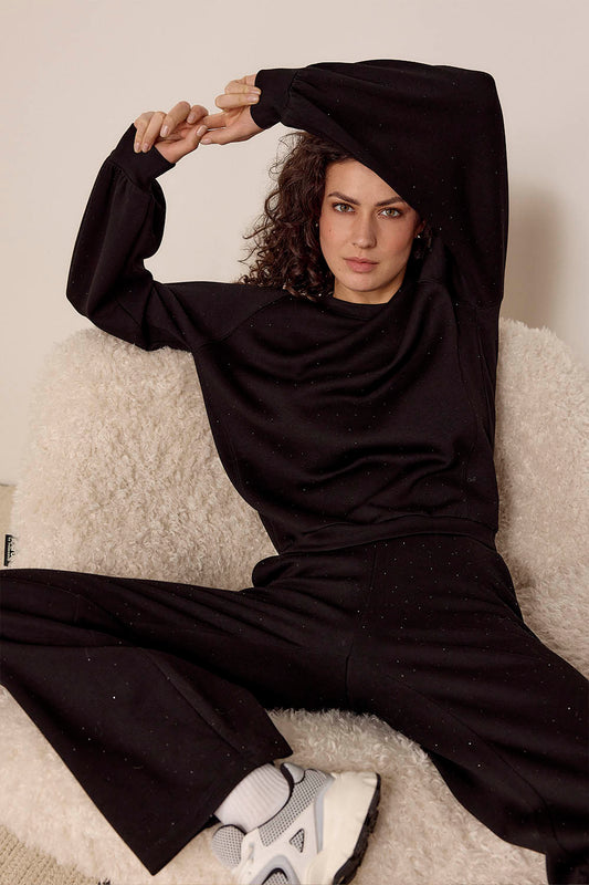 Broek Tramontana Technical Sweat wide-leg trousers elastic black